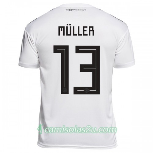 Camisolas de Futebol Alemanha Muller 13 Mulher Equipamento Principal Copa do Mundo 2018 Manga Curta Camisolas de Futebol Alemanha Muller 13 Mulher Equipamento Principal Copa do Mundo 2018 Manga Curta